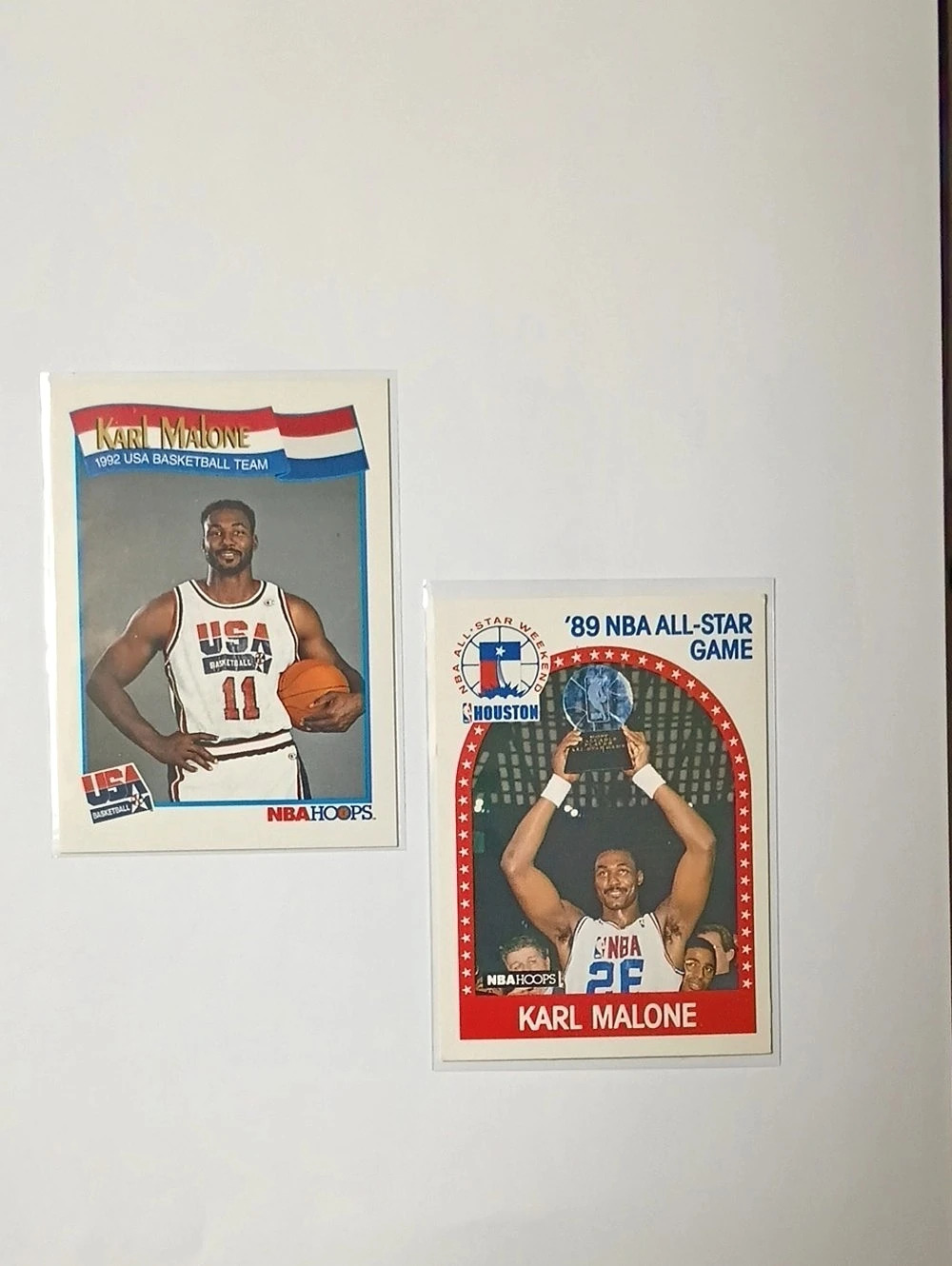 NBA Hoops Karl Malone Lot of 2 Cards: 1989-90 Hoops #116 All-Star & 1991-92